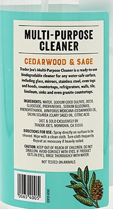 Trader Joe's Multi Purpose Cleaner Cedarwood Sage 34 fl oz