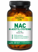 Country Life NAC N-Acetyl Cysteine 750 mg 30 Veg Capsules