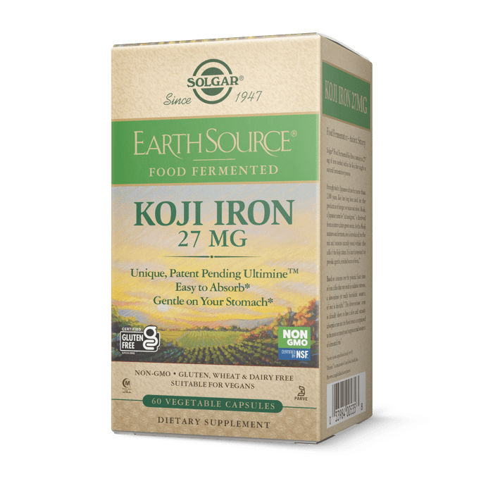Solgar Earth Source, Koji Iron 27 mg 60 Veg Capsules