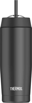 Thermos Vacuum Insulated Cold Cup with Straw Black 18 oz