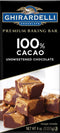 GHIRARDELLI 100% Cacao Unsweetened Chocolate Premium Baking Bar 4 oz