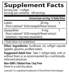 Doctor's Best Lutein with Lutemax 20 mg 180 Softgels