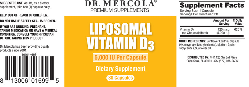 Dr. Mercola Liposomal Vitamin D3 5,000 IU 30 Capsules