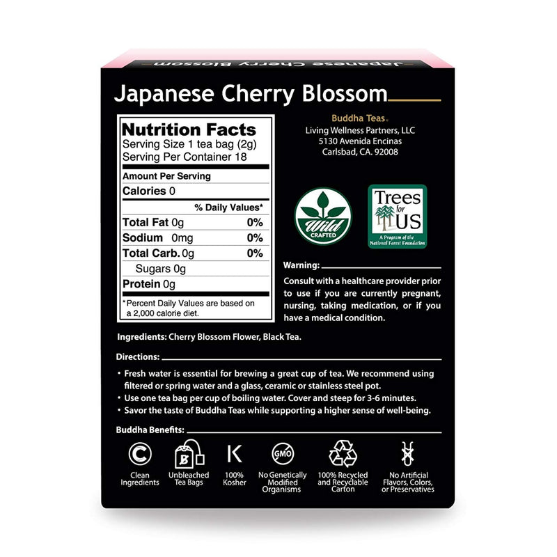 Buddha Teas Japanese Cherry Blossom Tea 18 Tea Bag
