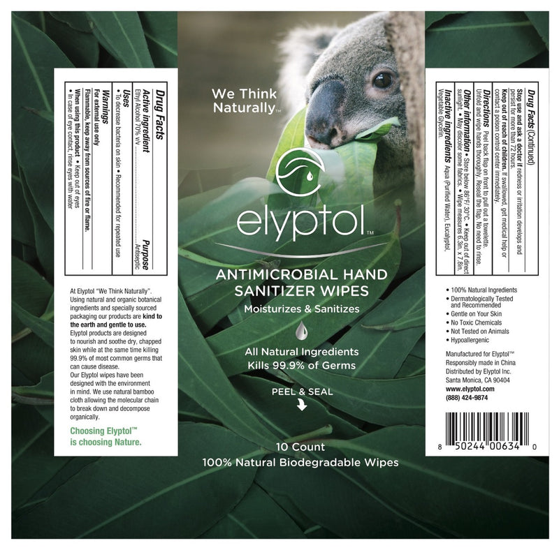 elyptol Antimicrobial Hand Sanitizer Wipe 10 Count