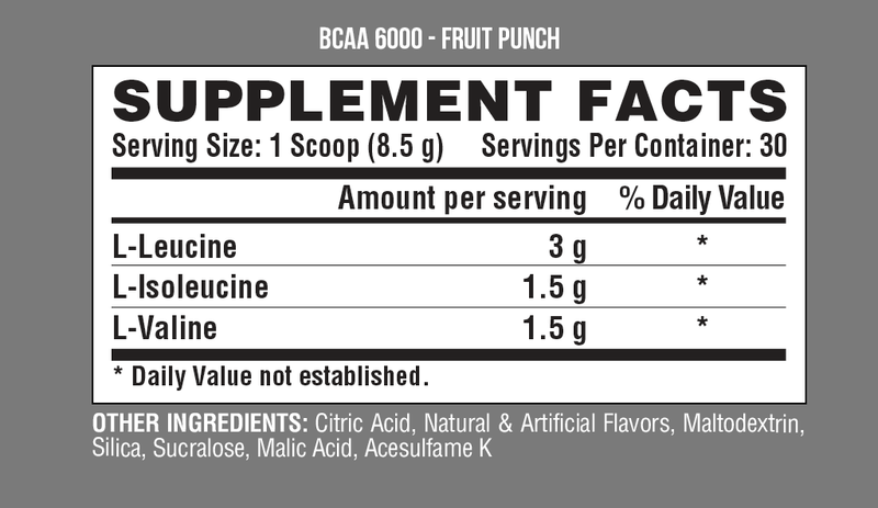 Nutrex Research BCAA 6000 Fruit Punch 9 oz 30 Servings