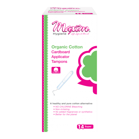 Maxim Hygiene Products Organic Cardboard Applicator Tampon Super 14 Tampons