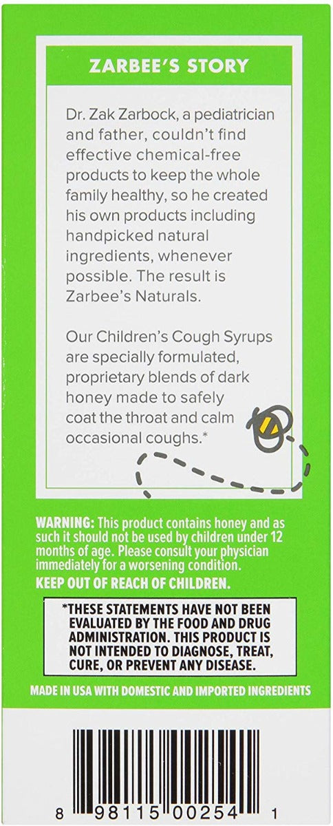 Zarbee's Childrens Cough Syrup +Mucus Grape 4 fl oz