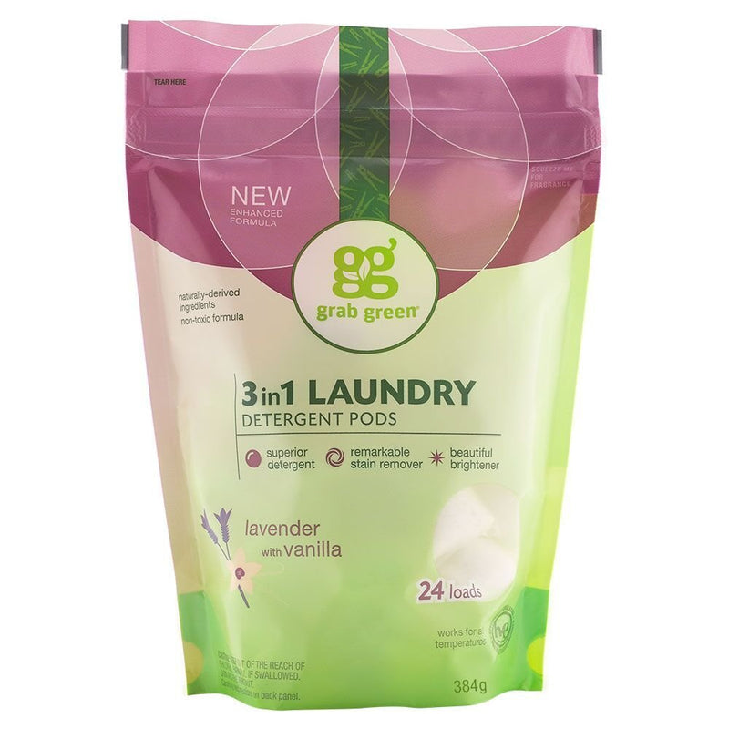 Grab Green Classic 3 in 1 Laundry Detergent Pods Lavender Vanilla 15.2 oz