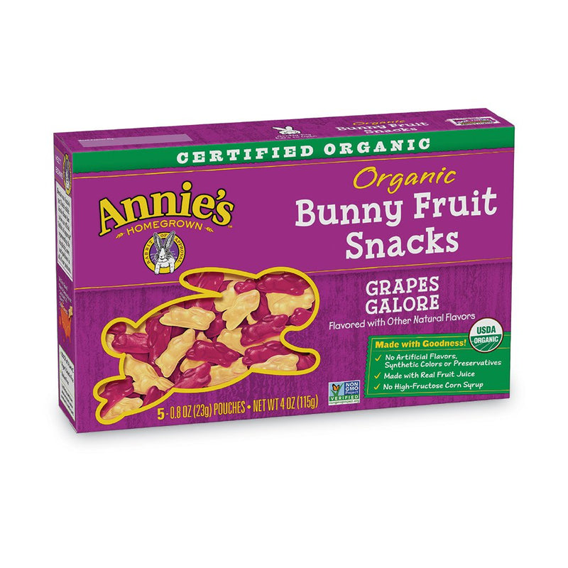 Annie's Organic Bunny Fruit Snacks Grapes Galore (5 Pouches) 0.8 oz