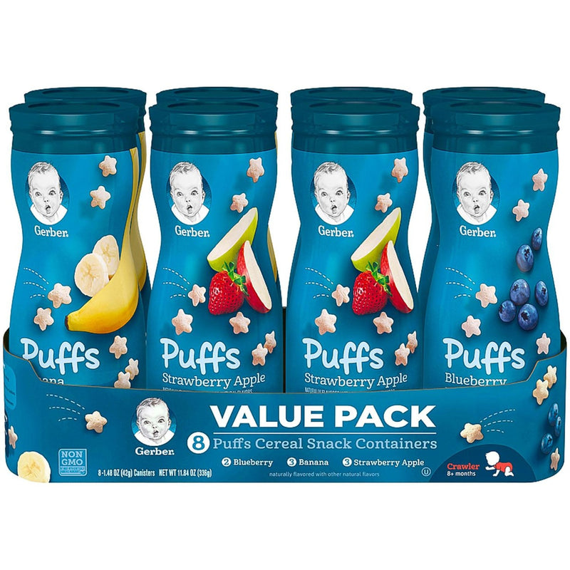 Gerber 8 Puffs Cereal Snack Containers   8 Containers
