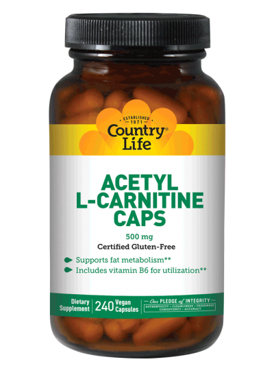 Country Life Acetyl L-Carnitine Caps 500 mg 240 Veg Capsules