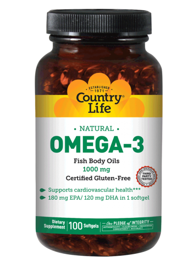Country Life Omega-3 1,000 mg 100 Softgels