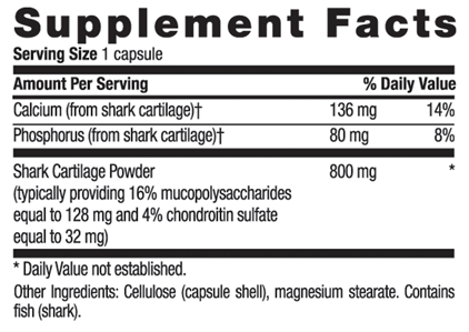 Country Life Shark Cartilage Caps 800 mg 100 Veg Capsules