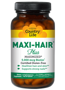 Country Life Maxi Hair Plus Biotin 5,000 mcg 120 Veg Capsules