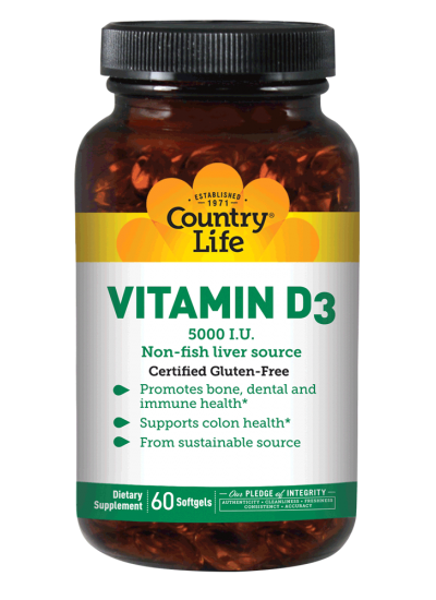 Country Life Vitamin D3 5,000 IU 60 Softgels