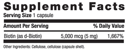 Country Life Biotin High Potency 5 mg 120 Veg Capsules