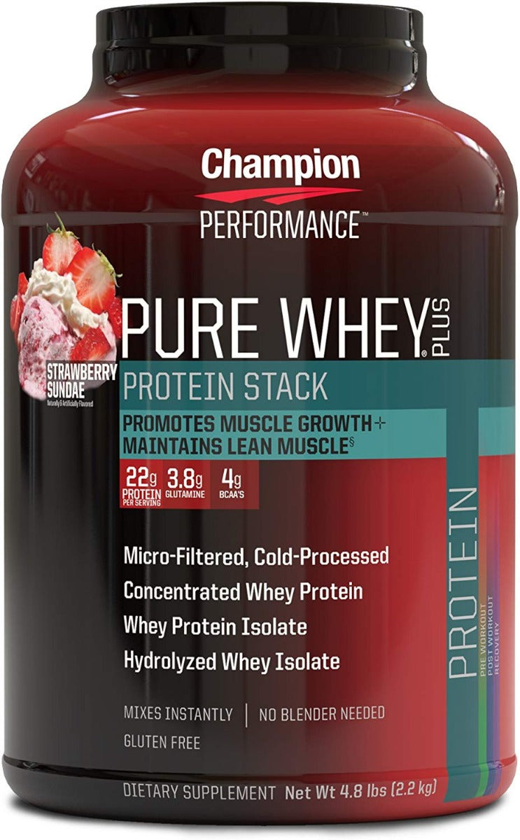 Champion Nutrition Pure Whey Plus Protein Strawberry Sundae 4.8 lb