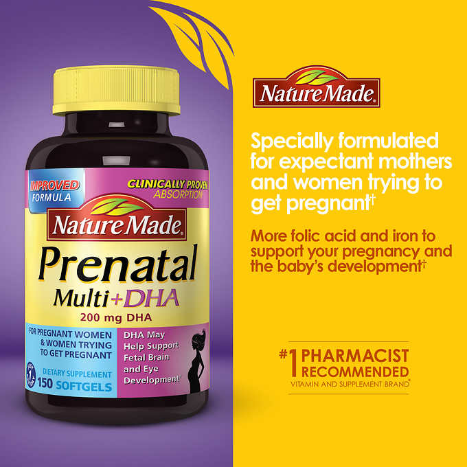 Nature Made Prenatal Multi + DHA 200 mg 150 Softgels