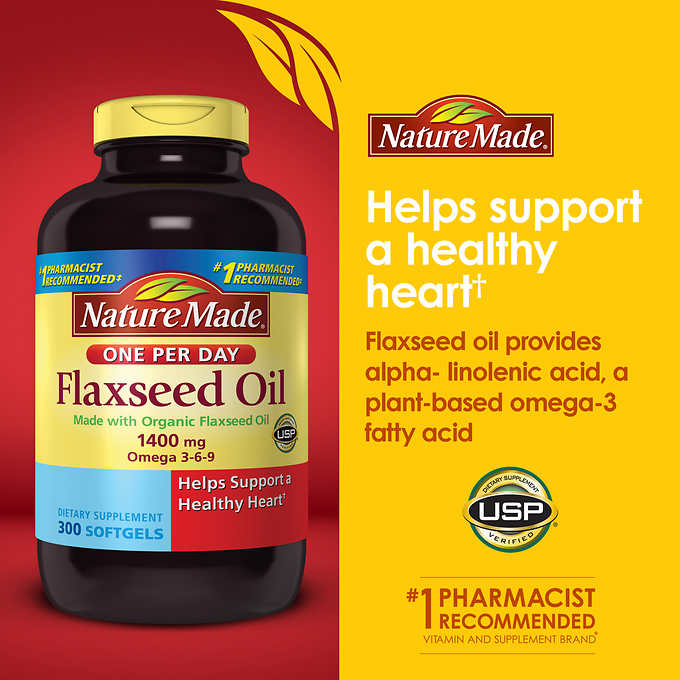 Nature Made Flaxseed Oil 1,400 mg 300 Liquid Softgels