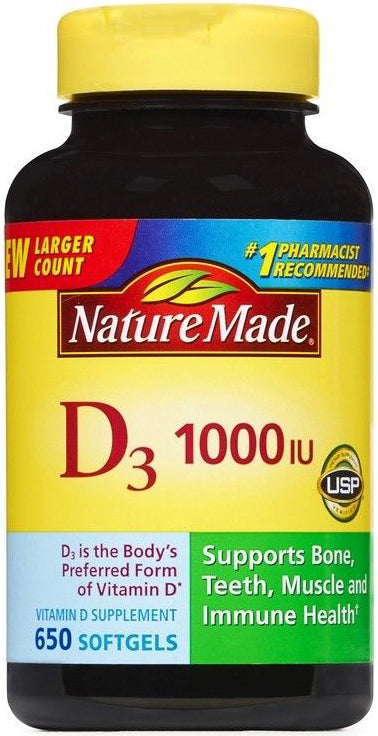 Nature Made Vitamin D3 1,000 IU 650 Softgels