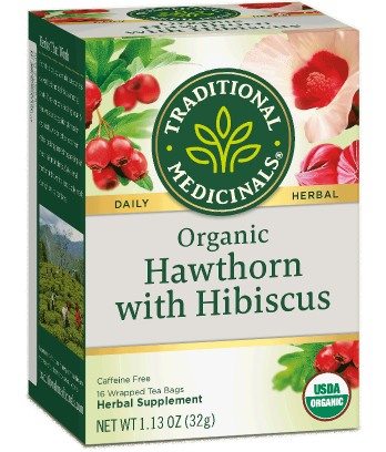 Traditional Medicinals Herbal Teas Organic Hawthorn with Hibiscus 16 Wrapped Tea Bags