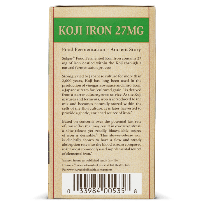 Solgar Earth Source, Koji Iron 27 mg 60 Veg Capsules