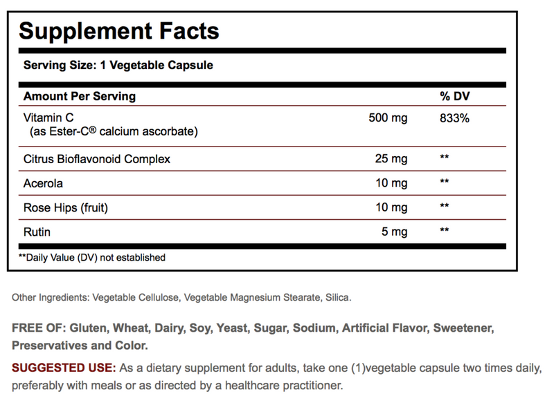 Solgar Ester-C Plus Vitamin C 500 mg 100 Veg Capsules