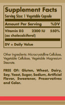 Solgar Vitamin D3 (Cholecalciferol) 2,200 IU 100 Veg Capsules