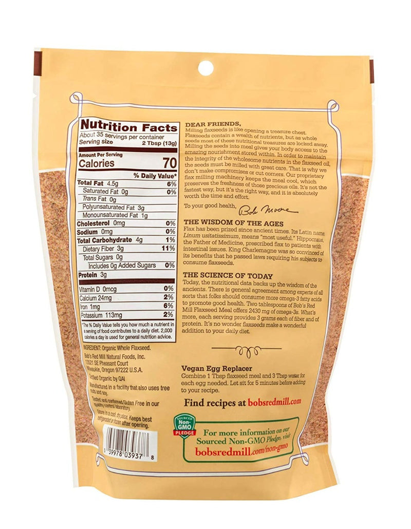 Bob's Red Mill Organic Whole Ground Flaxseed Meal 16 oz