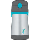 Thermos Foogo Stainless Steel Straw Bottle Charcoal/Teal 10 oz