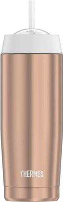 Thermos Vacuum Insulated Cold Cup with Straw Rose Gold 18 oz