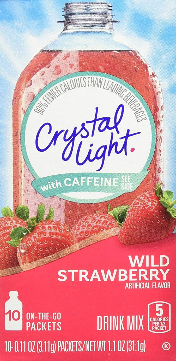 Crystal Light On The Go Drink Mix Wild Strawberry with Caffeine 10 Packets