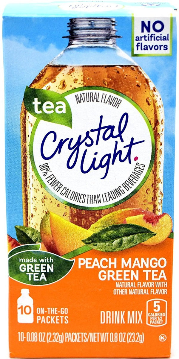 Crystal Light On The Go Drink Mix Peach Mango Green Tea 10 Packets