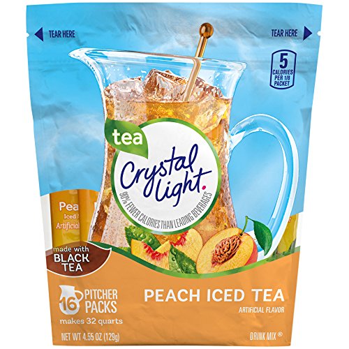 Crystal Light Pitcher Packs Drink Mix Peach Iced Tea 16 Packets