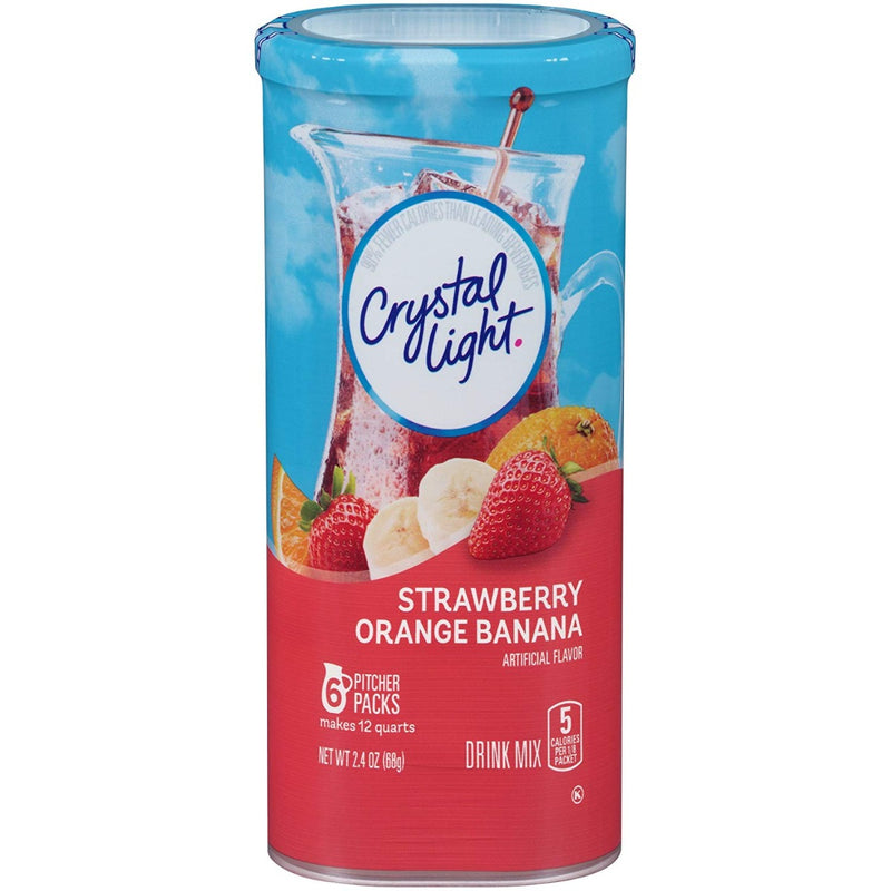 Crystal Light Pitcher Packs Drink Mix Strawberry Orange Banana 6 Packets