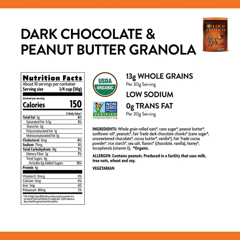 NATURE'S PATH Love Crunch Dark Chocolate & Peanut Butter Granola 11.5 oz
