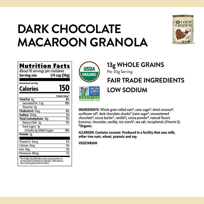 NATURE'S PATH Love Crunch Dark Chocolate Macaroon Granola 11.5 oz