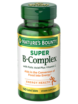Nature's Bounty Super B-Complex with Folic Acid Plus Vitamin C 150 Tablets