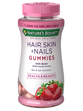 Nature's Bounty Optimal Solutions Hair Skin and Nails Strawberry 80 Gummies
