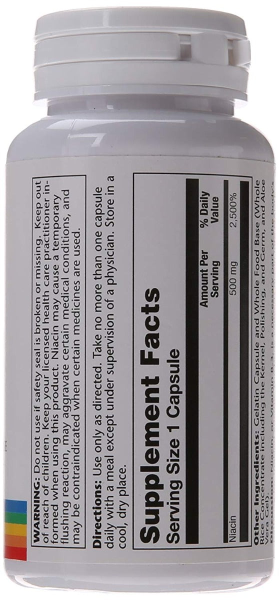 SOLARAY Niacin 500 mg 100 Capsules