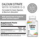 SOLARAY Calcium Citrate with Vitamin D-3 180 Capsules