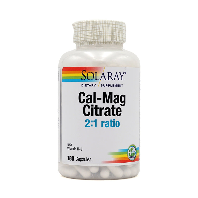 SOLARAY Cal-Mag Citrate 2:1 ratio 180 Capsules
