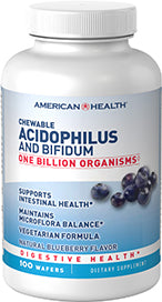 American Health Chewable Acidophilus and Bifidum Blueberry Flavor 100 Wafers