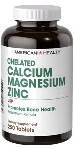 American Health Chelated Calcium Magnessium Zinc 250 Tablets