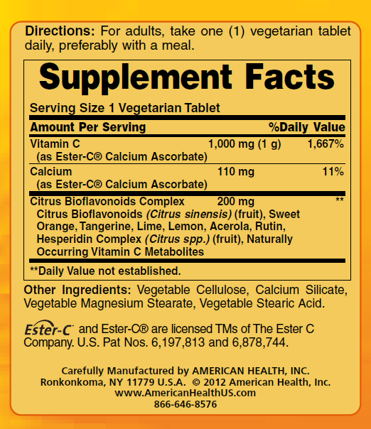 American Health Ester-C 1,000 mg 180 Veg Tablets