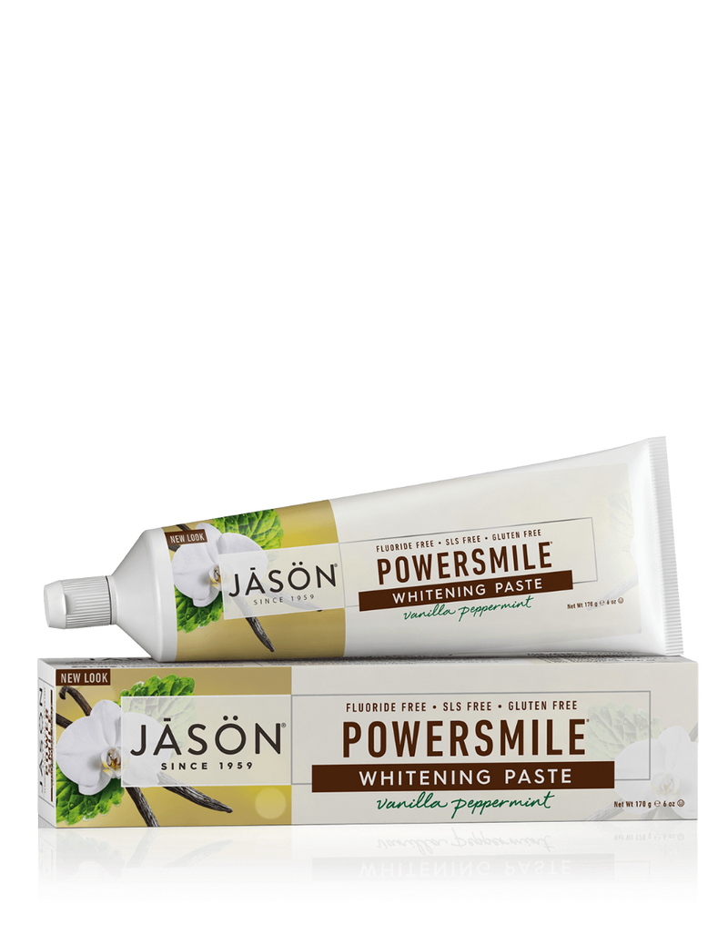 JASON PowerSmile Antiplaque & Whitening Fluoride Free Vanilla Powermint 6 oz