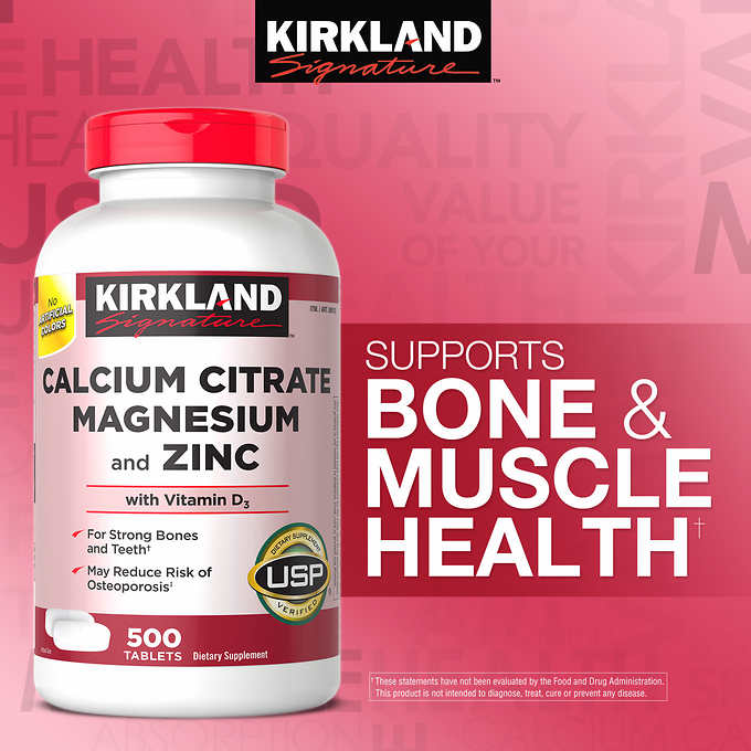 Kirkland Signature Calcium Citrate, Magnesium and Zinc, with Vitamin D3 500 Tablets