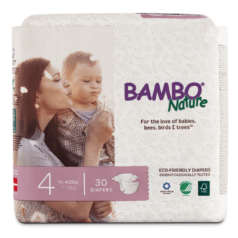Bambo Nature Eco Friendly Diapers Size 4 (15-40 lbs) 30 Diapers