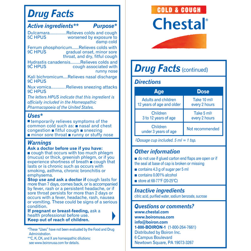 Boiron Chestal Adult Cold & Cough 6.7 fl oz